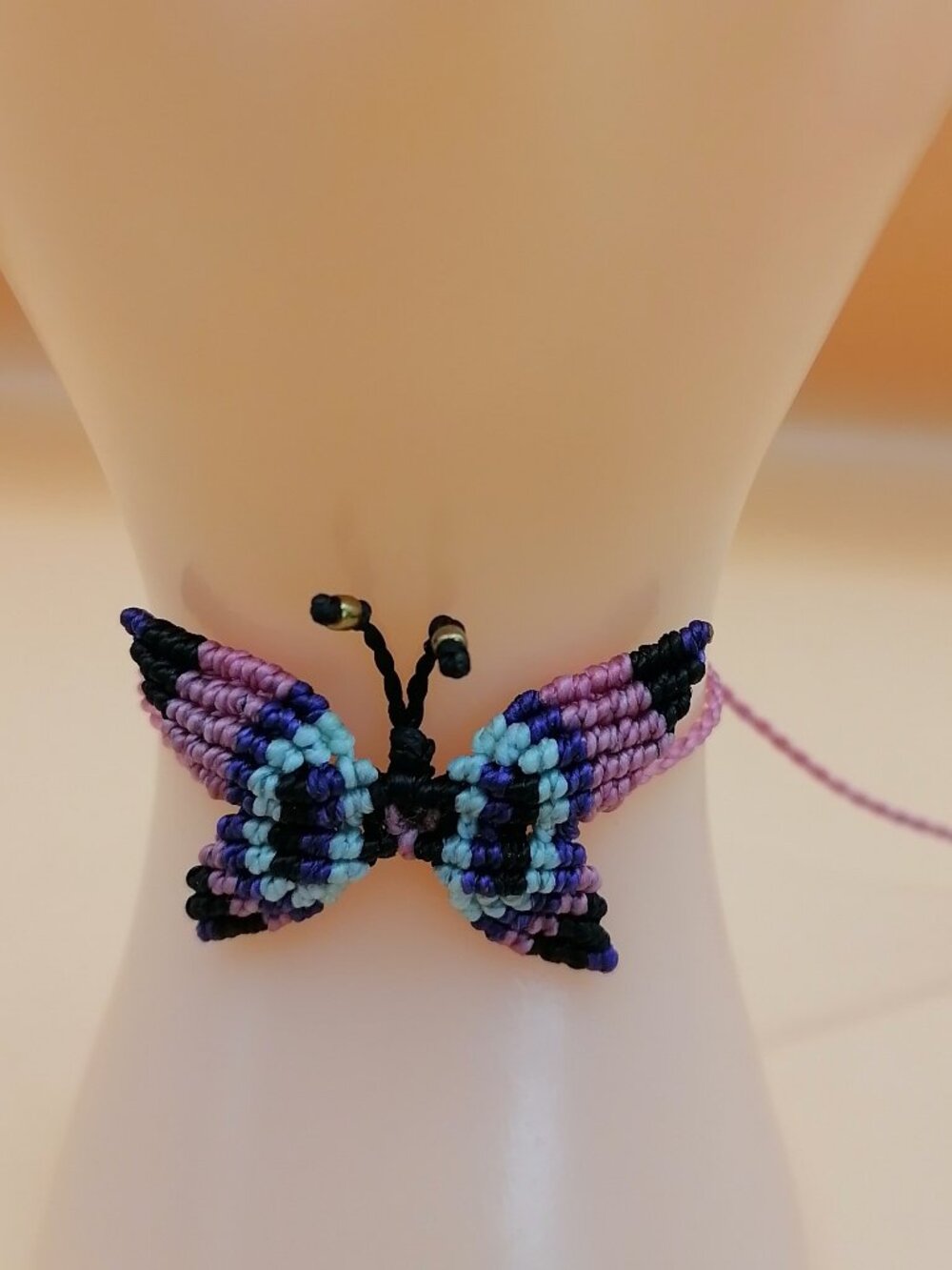 Multicolor Macrame Butterfly Anklet - Harmony, Peace, Tranquility